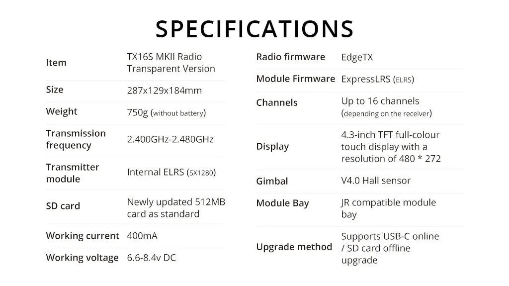 RadioMaster TX16S MKII Transparent RGB ELRS Radio