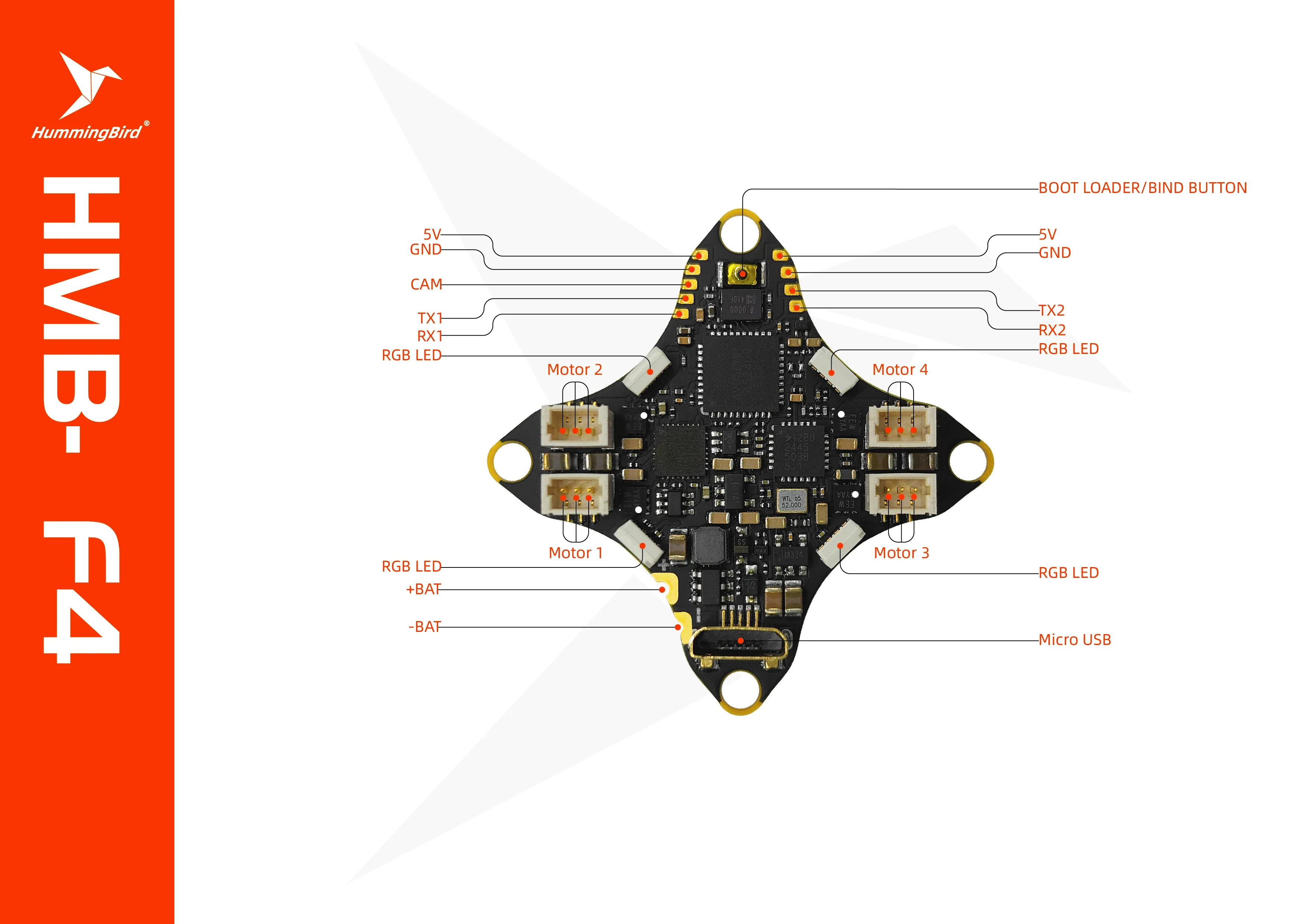 Hummingbird V4 AIO Flight Controller ELRS 2.4G with 25-400mW VTX