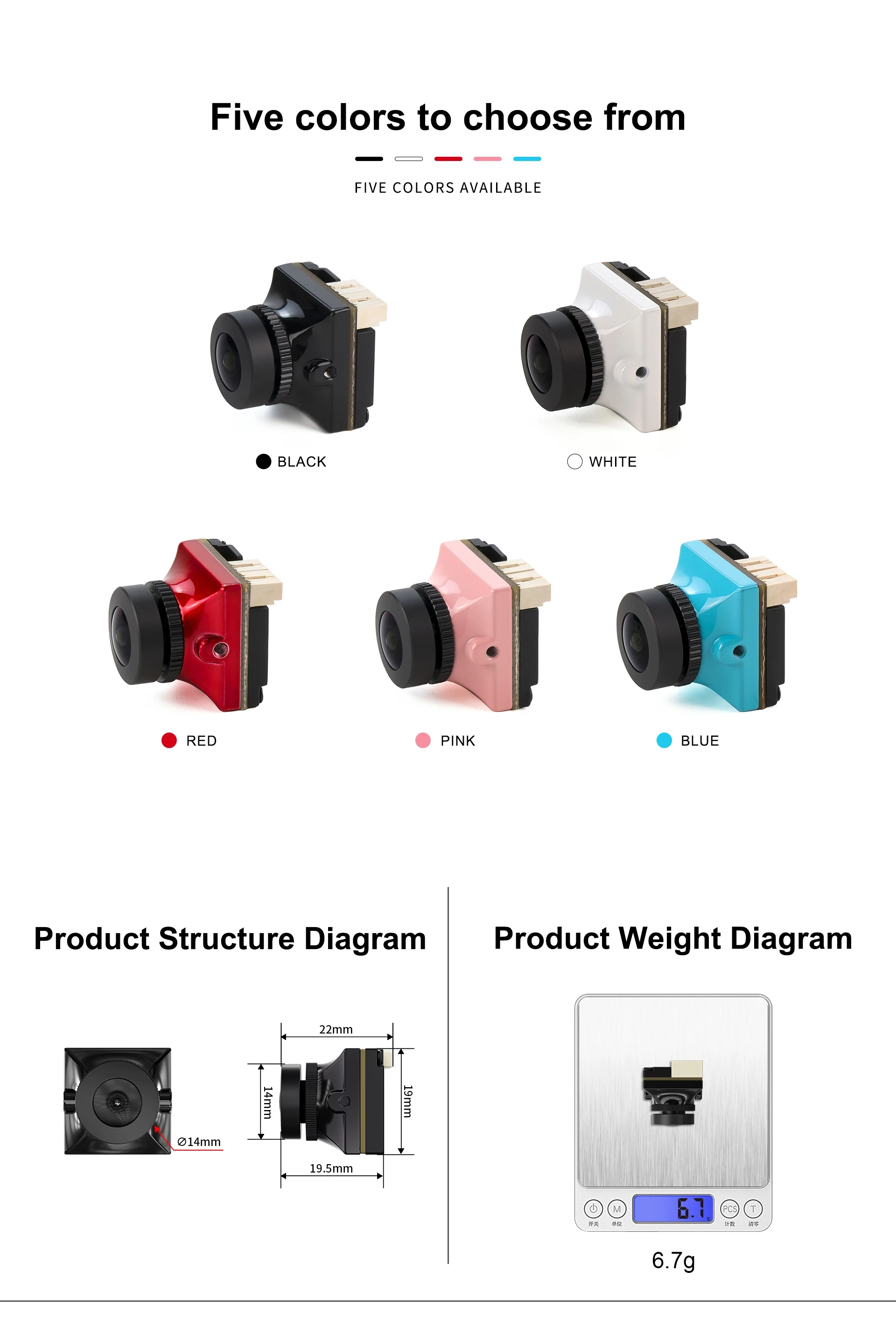 Axisflying NAJA 1500TVL Black Light FPV Camera