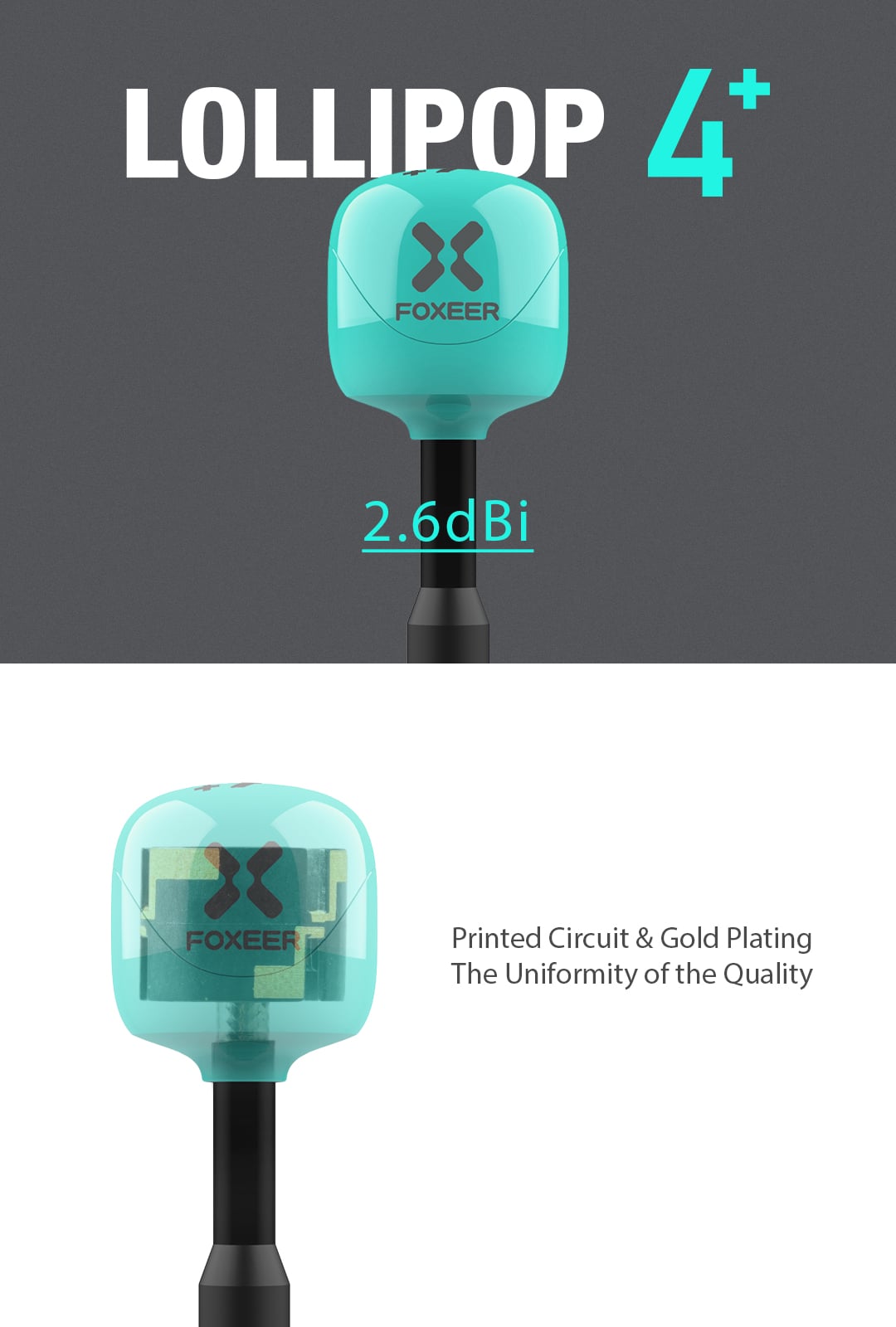 Foxeer Lollipop 4 Plus RHCP with Tube 5.8G 2.6dBi FPV Omni LDS Antenna