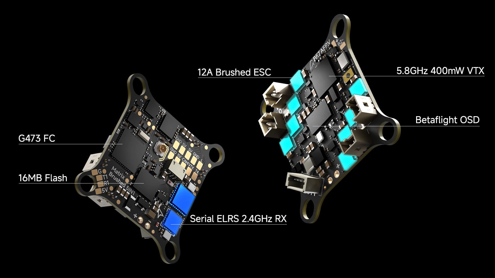 BetaFPV Matrix 1-2S Brushed Flight Controller (4in1)