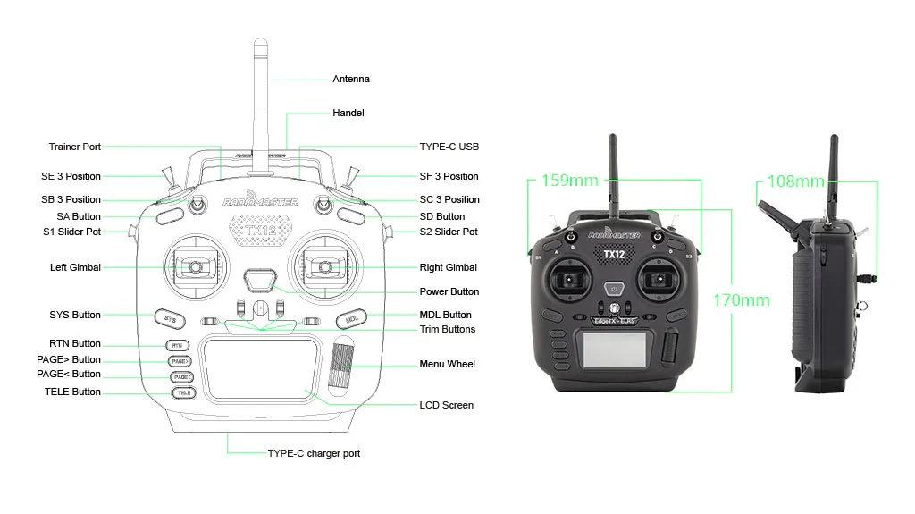 RadioMaster TX12 MKII ELRS/CC2500 Radio Controller