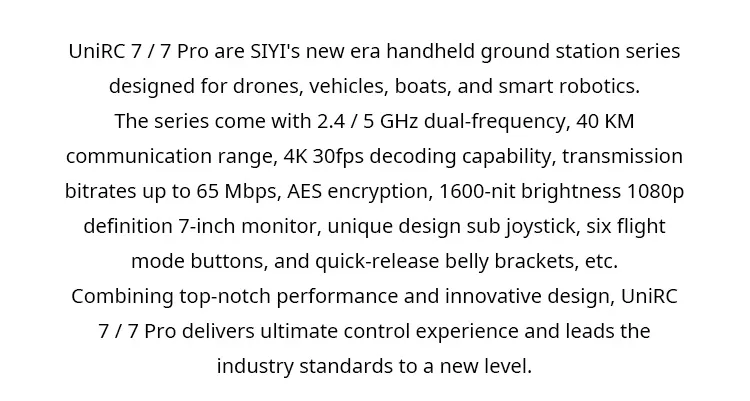 SIYI UniRC 7 Pro 2.4/5.8GHz Dual-Band Handheld Ground Station