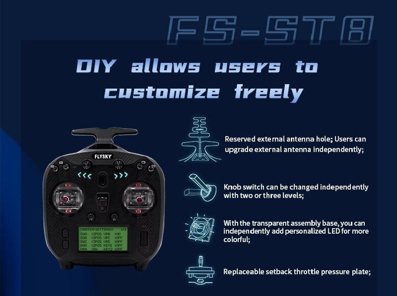 FlySky FS-ST8 2.4GHz Transmitter + FS-SR8 Receiver