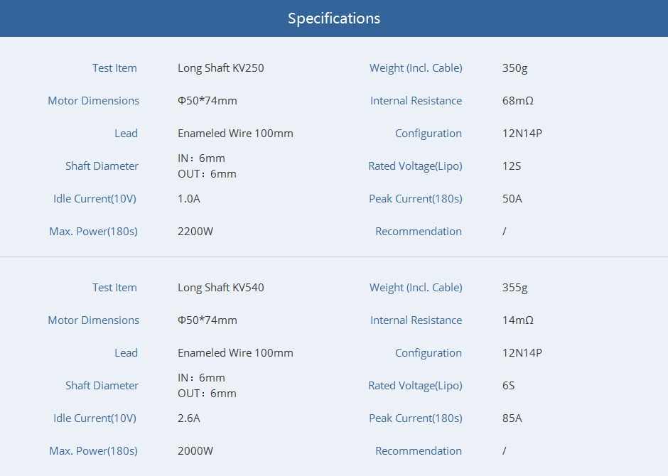 T-Motor AT4125 3D Fixed Wing UAV Long Shaft Brushless Motor 