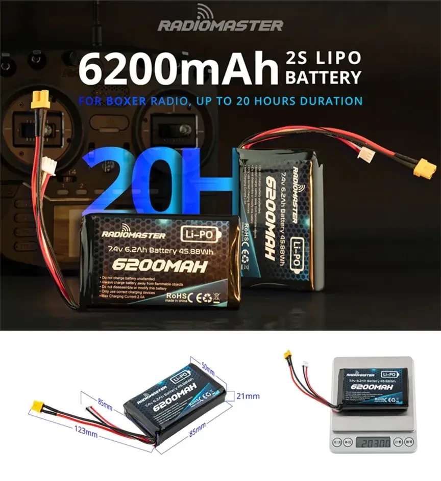 RadioMaster 2S 7.4V 6200mAh LiPo Battery
