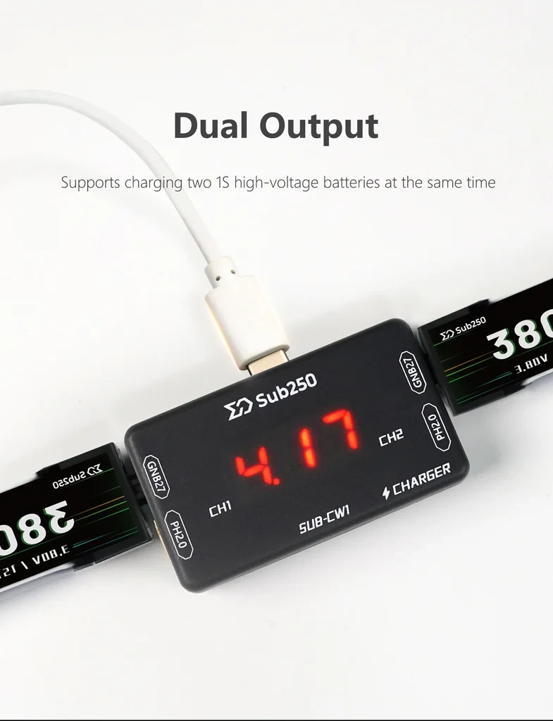 Sub250 CW1 Charger for A30 and PH2.0 Battery Connectors