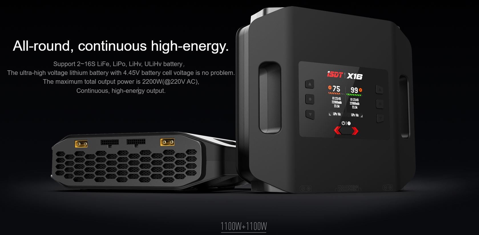 ISDT X16 Dual-Channel AC 2x1100W 2-16S 20A Smart Charger