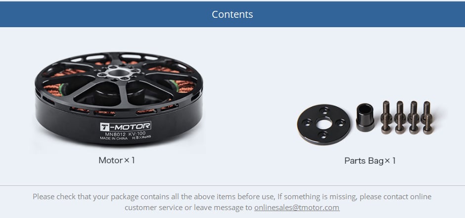T-Motor Antigravity MN8012 KV100 Motor