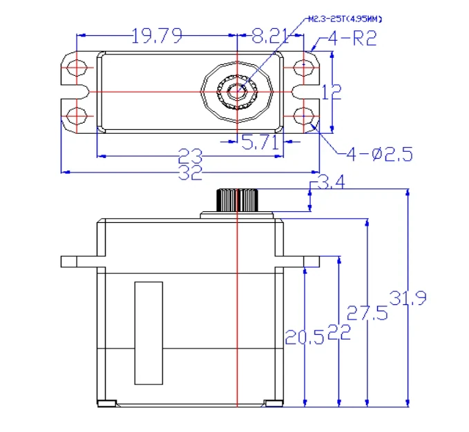Feetech FT2331M 6V 4.5kg.cm Aluminium Case Steel Gear Digital Servo