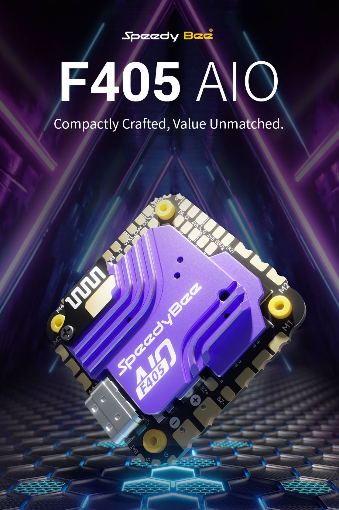SpeedyBee F405 AIO 40A Bluejay 3-6S Flight Controller 25.5×25.5