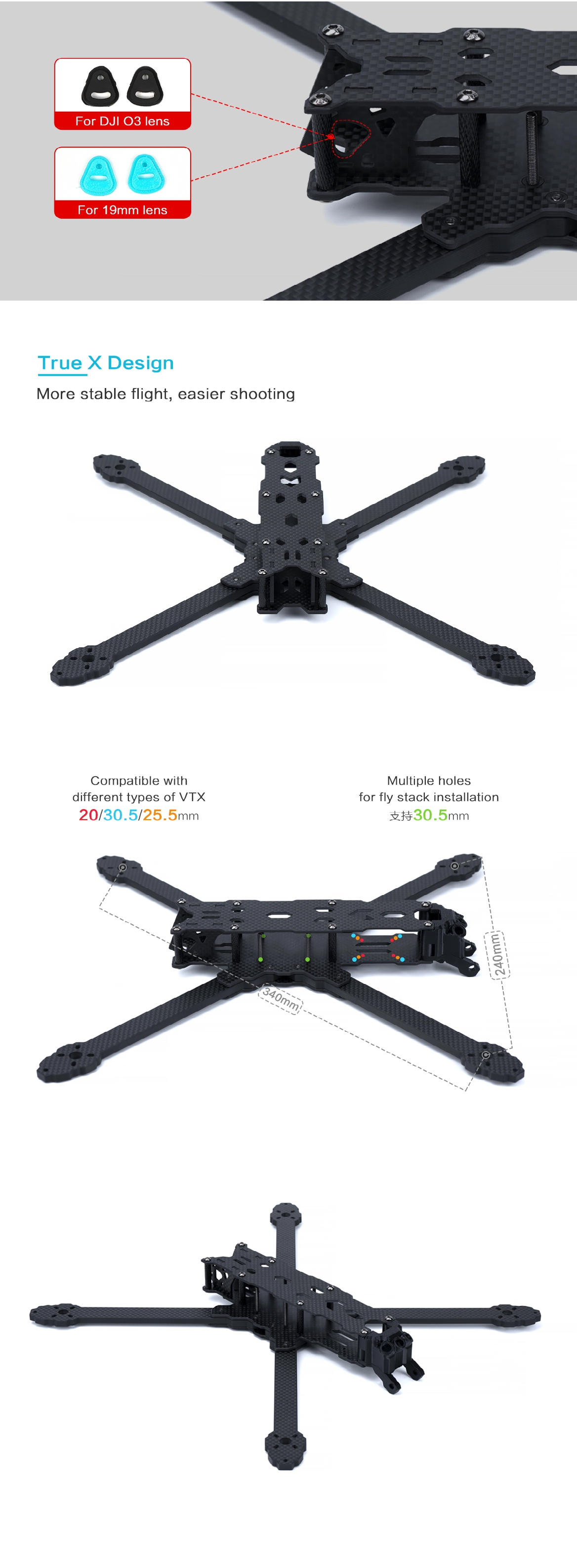 Axisflying MANTA7 Lite 7-Inch True X Frame Kit