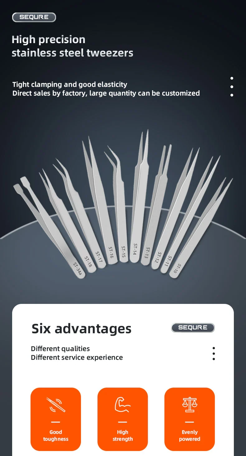SEQURE High-Precision Anti-Static Tweezers Set