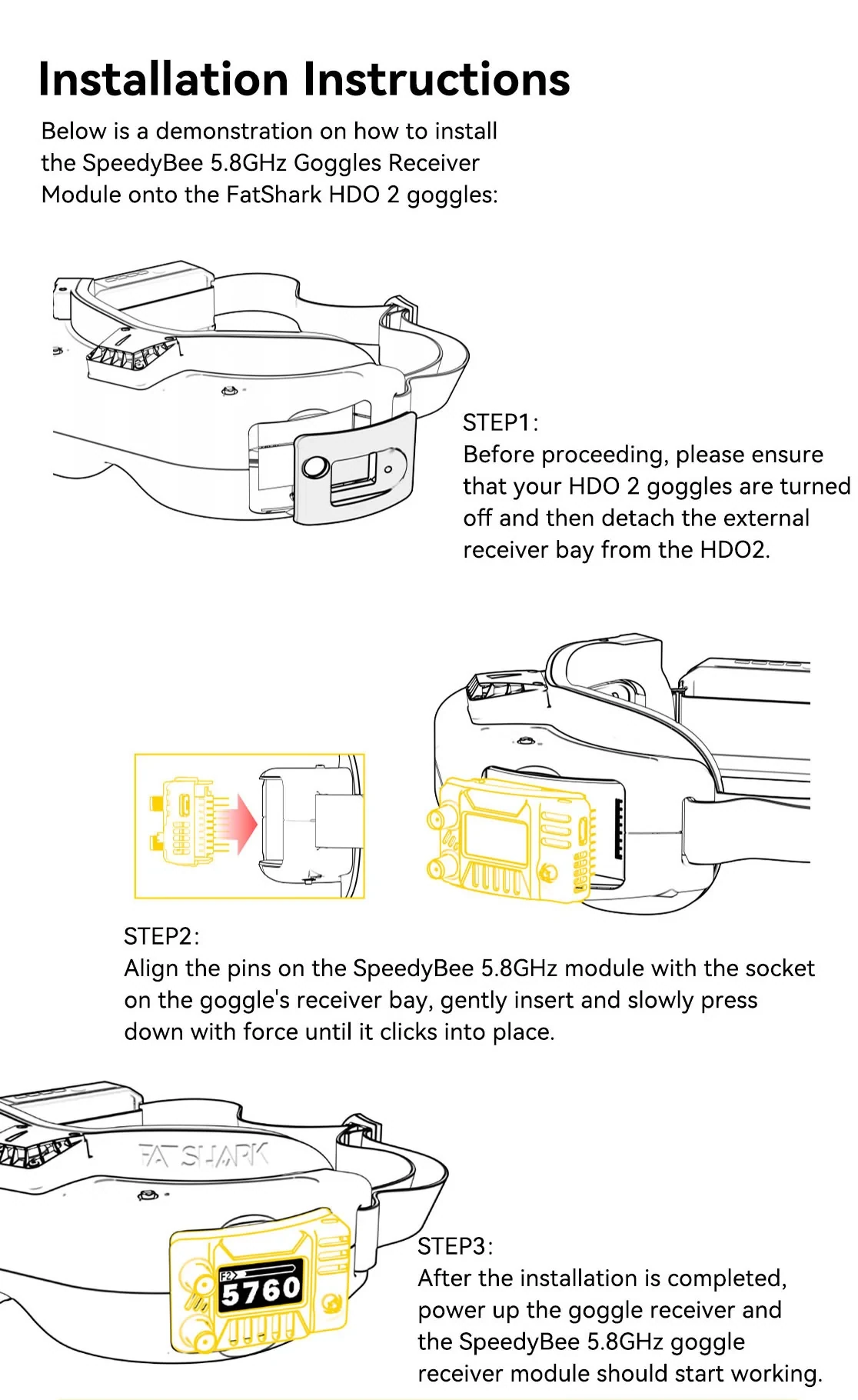 SpeedyBee 5.8GHz Diversity FPV Goggles Receiver Module