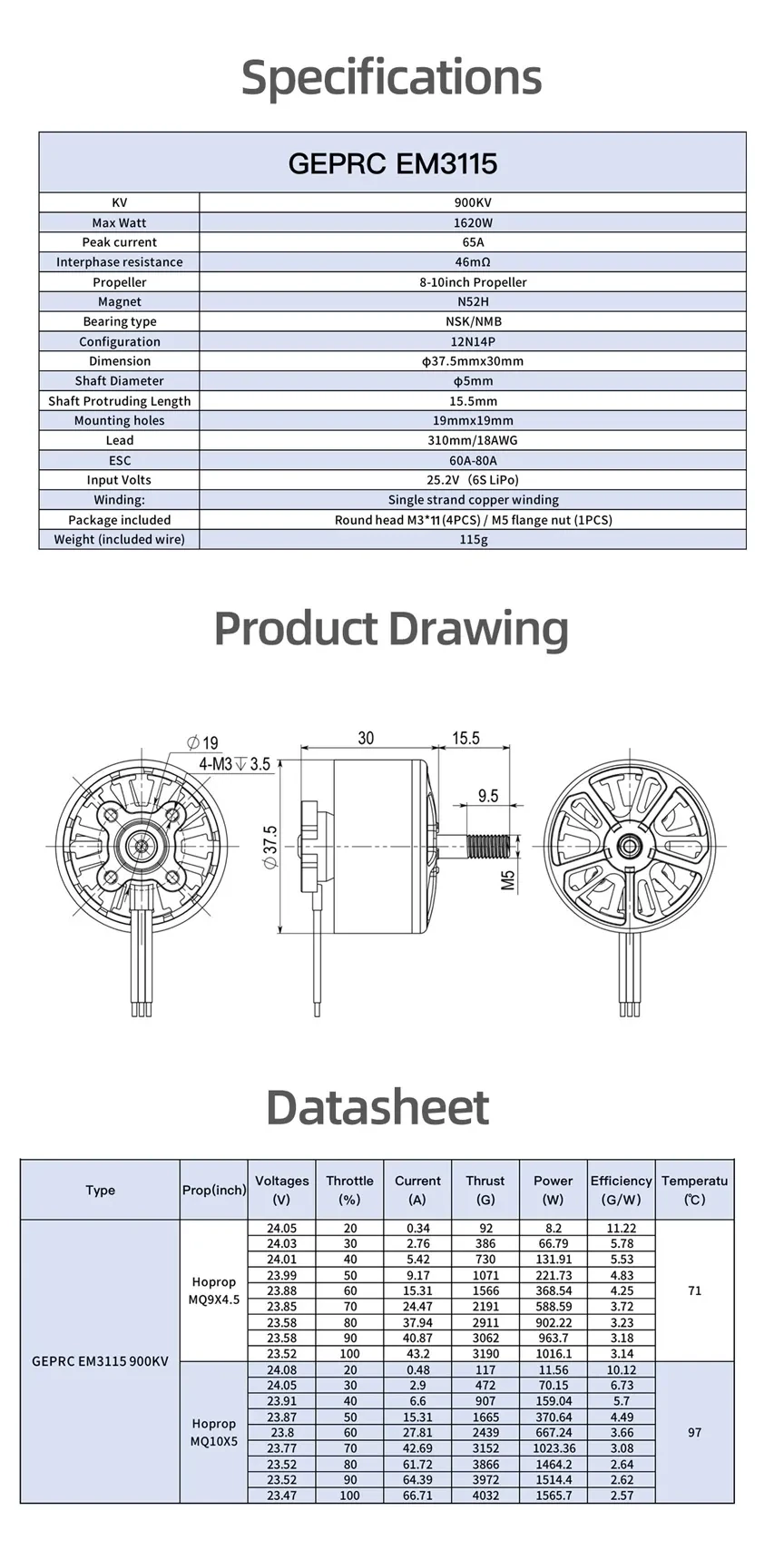 GEPRC EM3115 900KV Motor