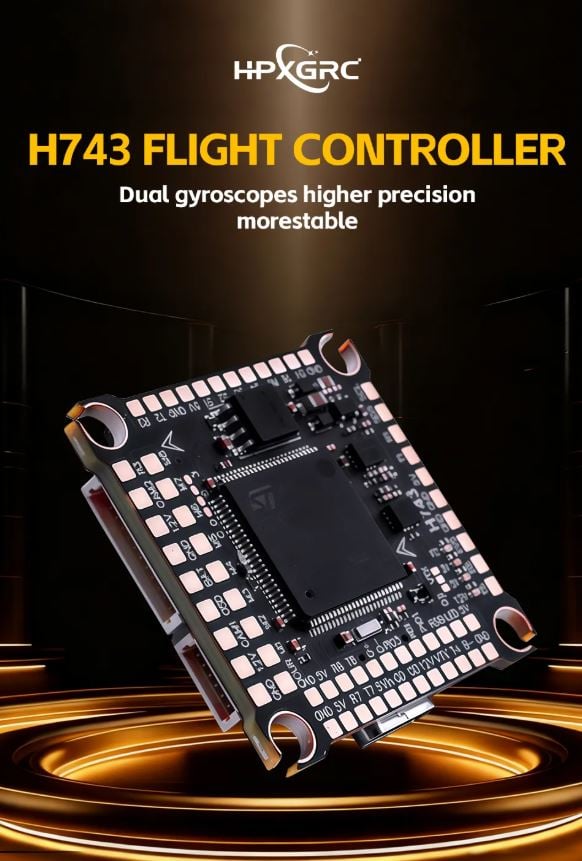HPXGRC H743 Flight Controller with Dual Gyro, Barometer & 16MB Flash