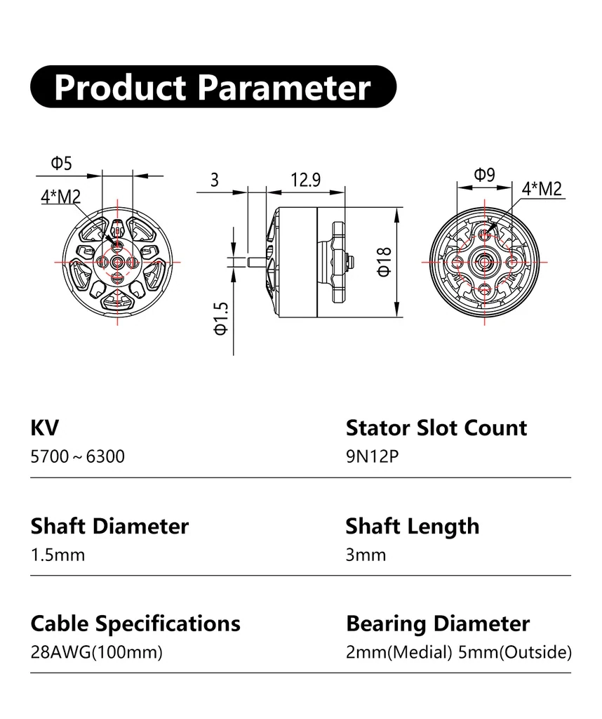 Sub250 1304 6000KV Motor