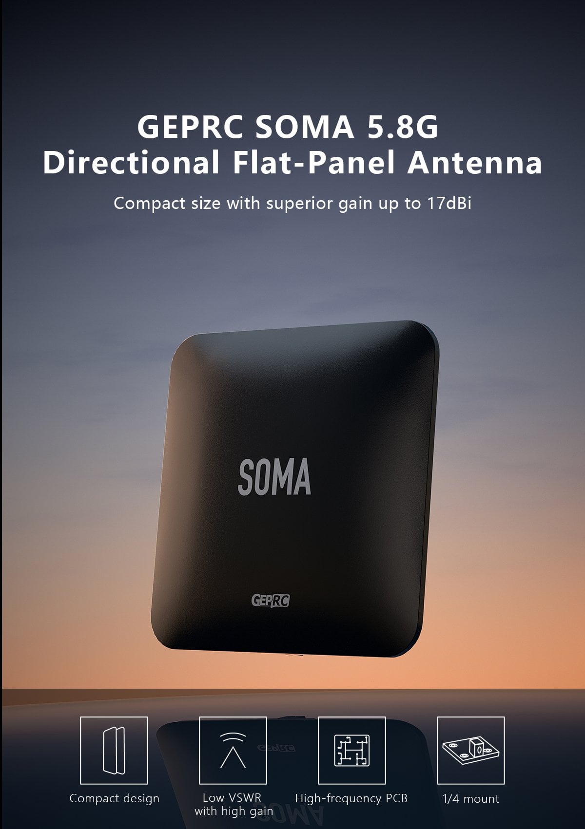 GEPRC SOMA 5.8G Directional Patch Antenna (17dBi, RHCP)