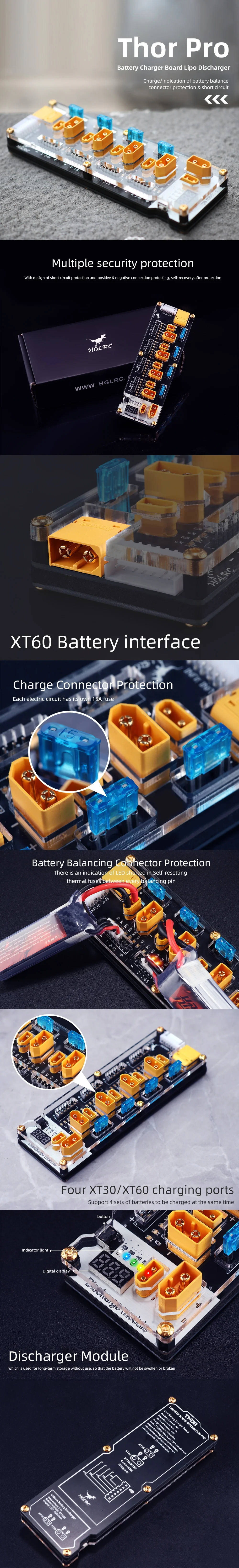 HGLRC Thor 40A LiPo Balance Charging Board (XT60/XT30, 2-6S)
