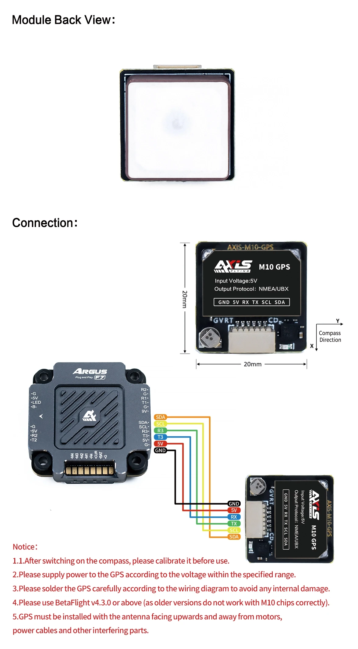 Axisflying M10 GPS Module with Compass