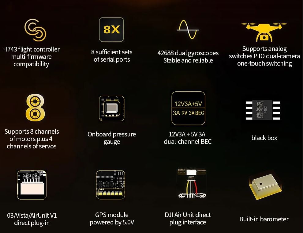 HPXGRC H743 Flight Controller with Dual Gyro, Barometer & 16MB Flash