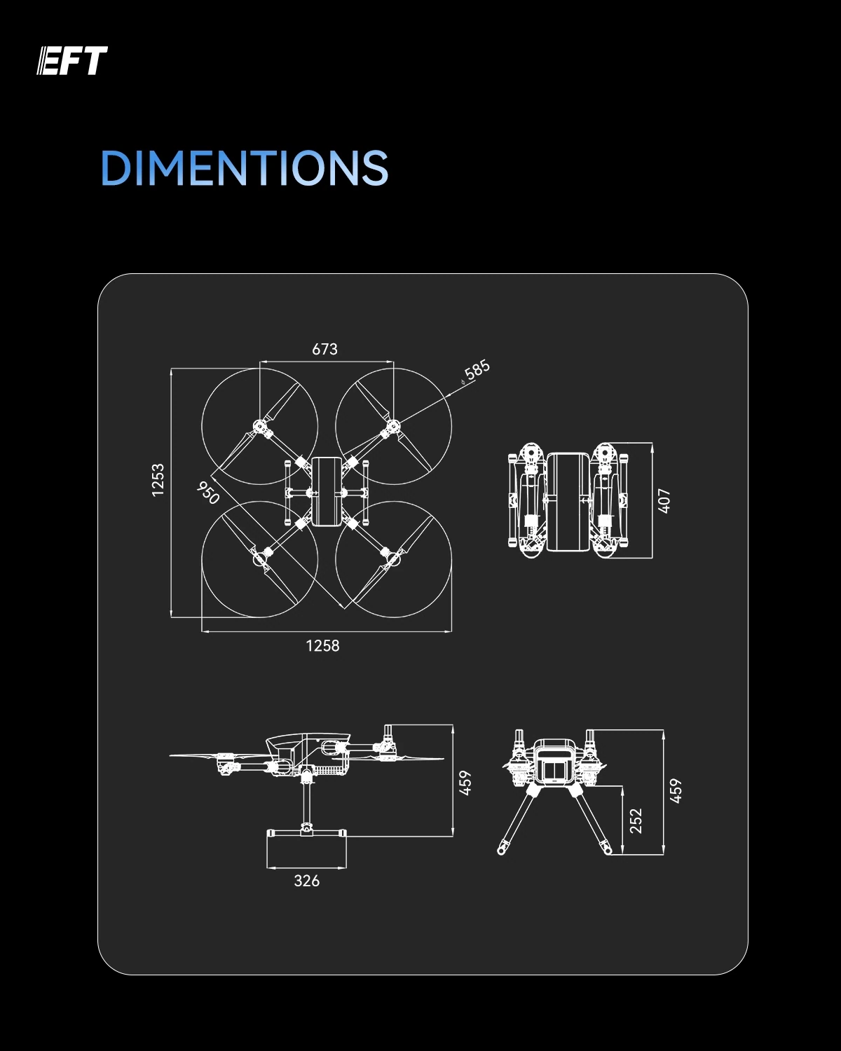 EFT X950 Lightweight Industrial Multi-Scenario Drone Frame