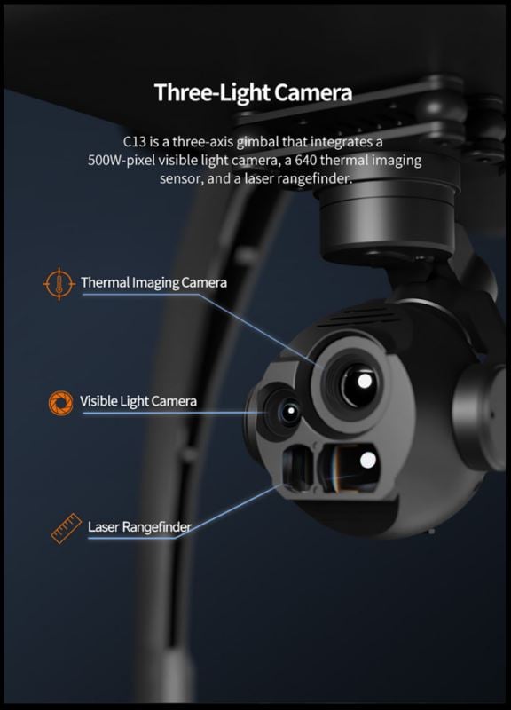 Skydroid C13 Triple-Sensor 3-Axis AI Tracking Gimbal Camera