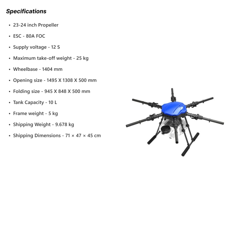 EFT E610P 10L 6-Axis Agricultural Drone Frame