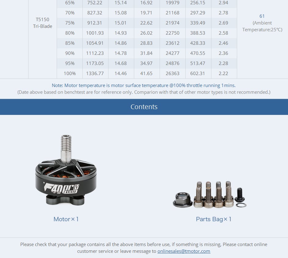T-Motor F60 Pro IV V2.0 2207.5 FPV Motor 1750/1950/2550KV