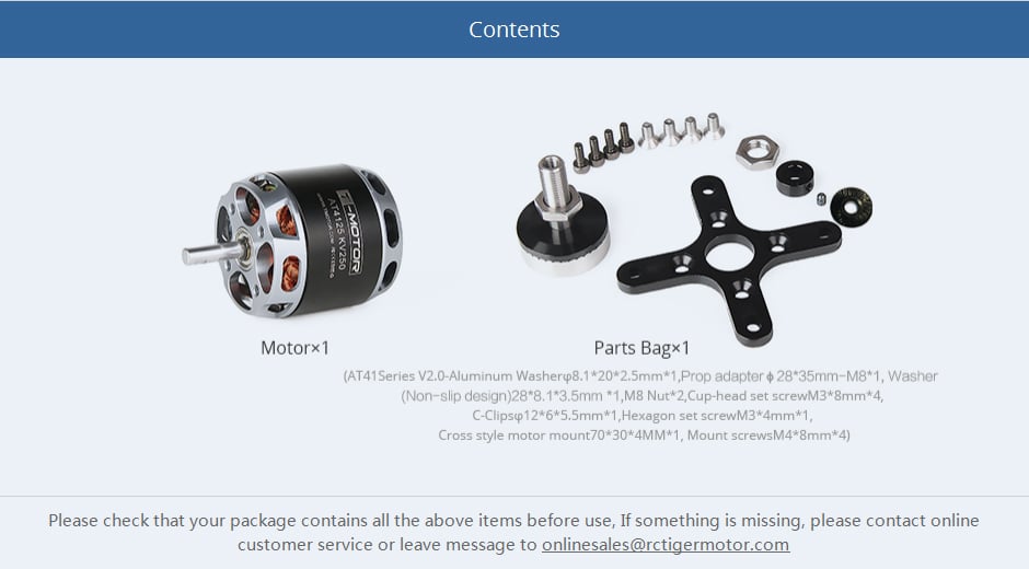 T-Motor AT4125 3D Fixed Wing UAV Long Shaft Brushless Motor 
