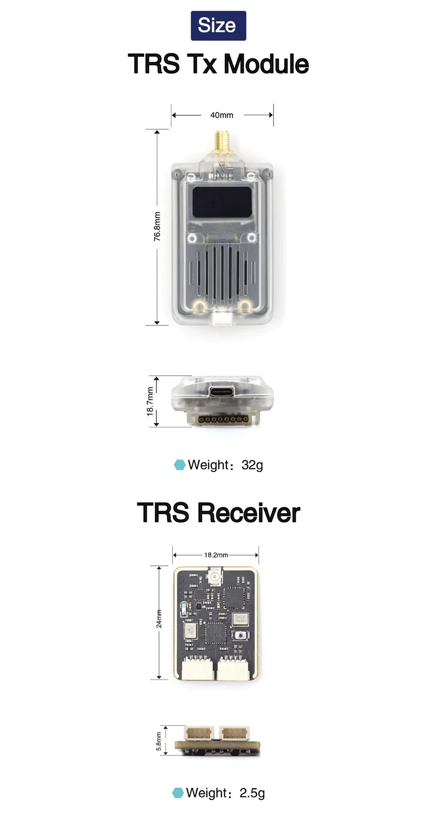 MicoAir TRS 2.4GHz LoRa TX Module & Receiver