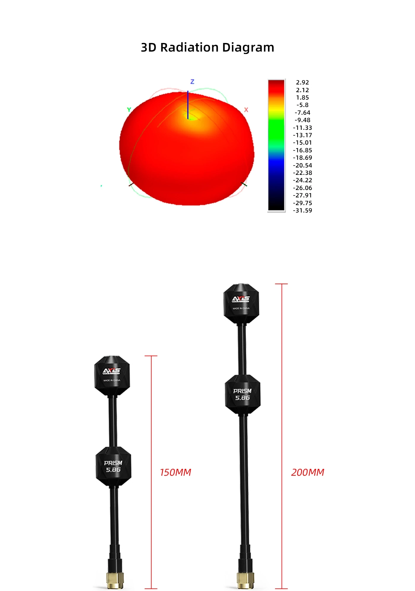 Axisflying Prism Single 5.8GHz RHCP FPV Antenna, SMA