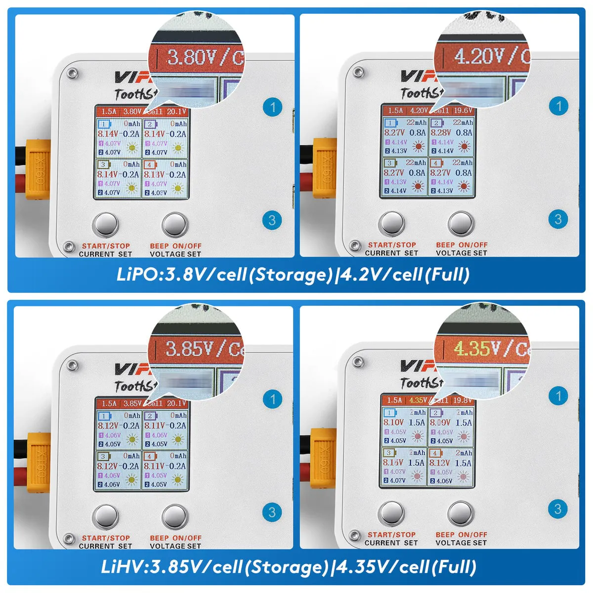 ViFly ToothStor 4-Port 2S Balance Charger
