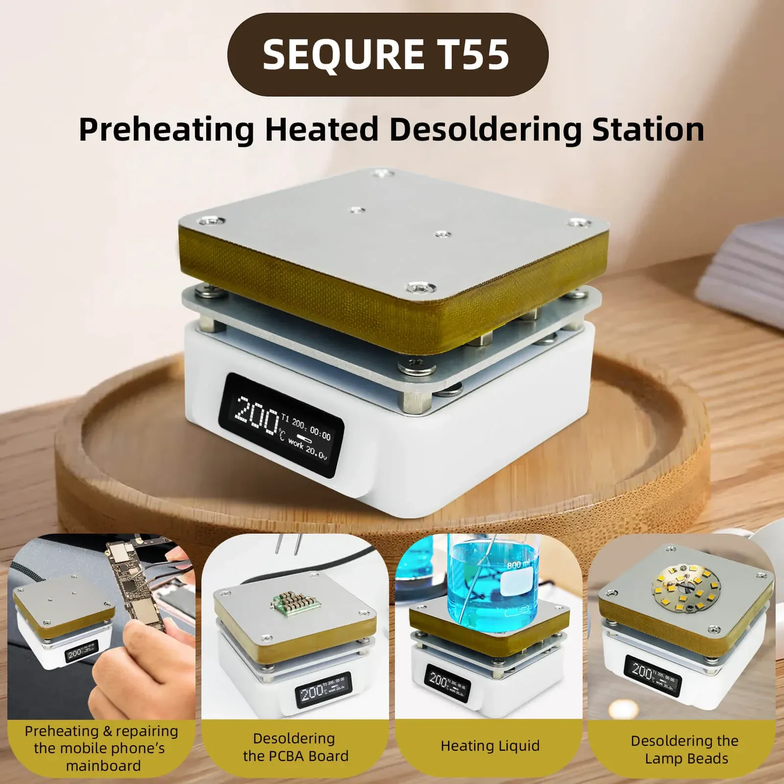 SEQURE T55 Smart Mini Adjustable Soldering Hot Plate