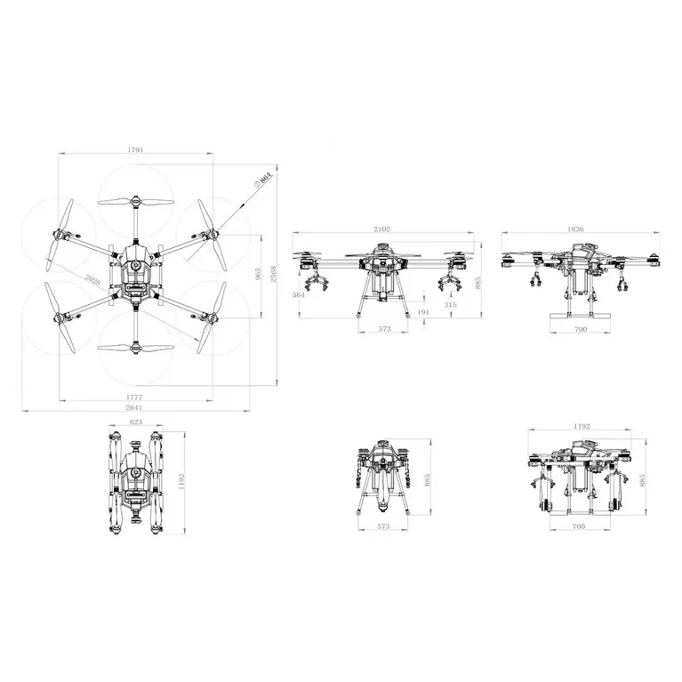 EFT G620 20L 6-Axis Agriculture Drone Frame with AS150U Connector