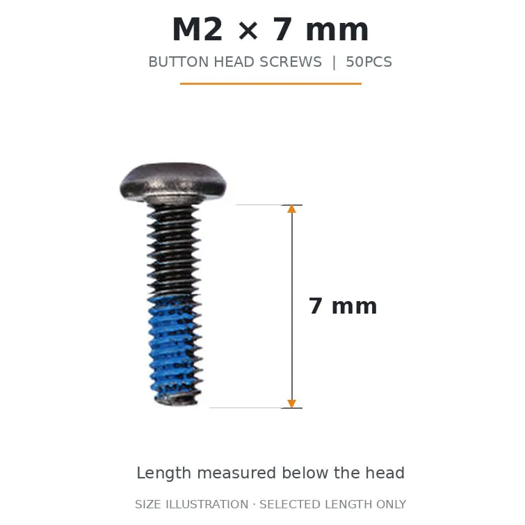 FlyFishRC M2 Button Head Screws, Grade 12.9 Steel (50PCS)