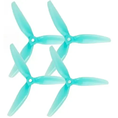 HQProp Durable DP5.1x4.1x3 Tri-Blade Propellers (2CW+2CCW) — Color: Light Blue