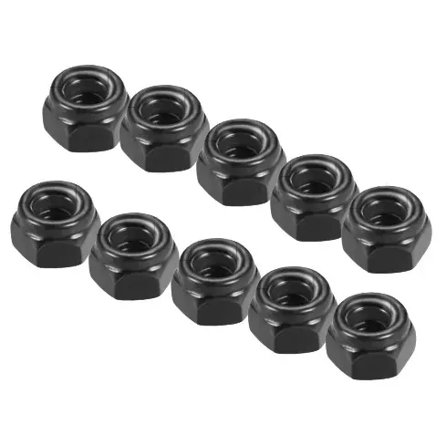 Black 304 Stainless Steel Nylon Lock Nut (Pack of 10)