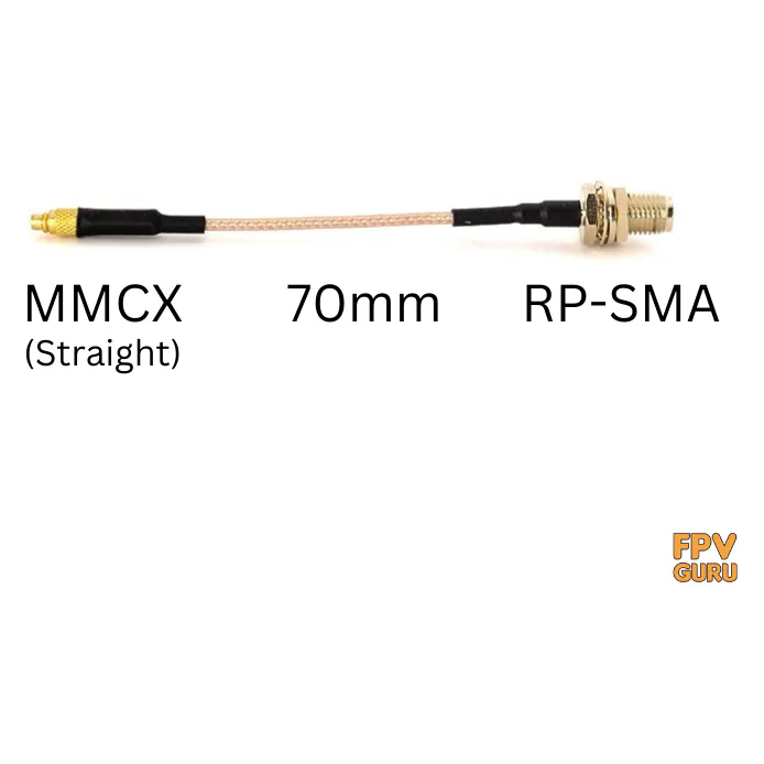 MMCX to SMA/RP-SMA Pigtail 70mm (2-Hole Flange Mount)
