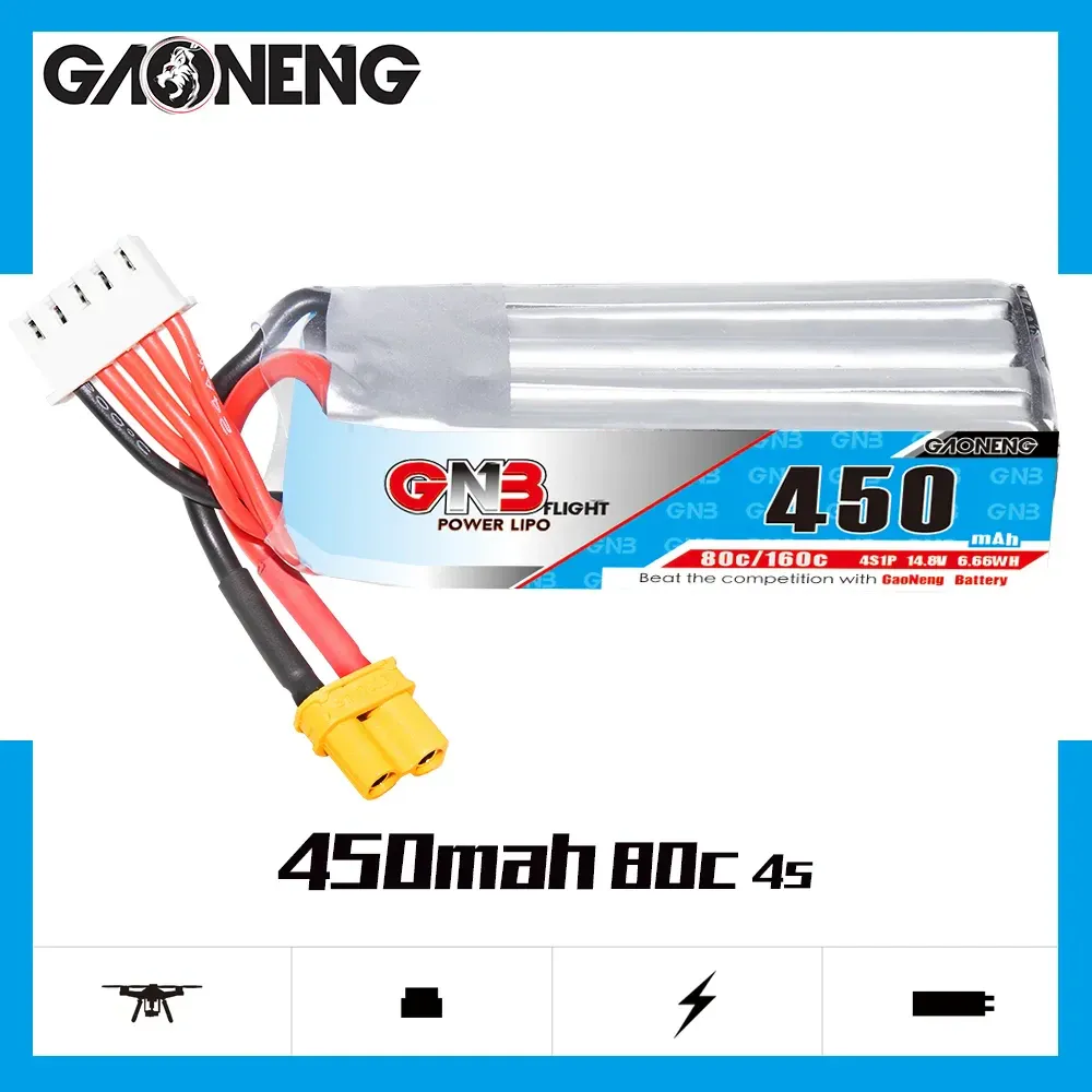 GAONENG GNB 450mAh 4S 80C XT30 LiPo Battery (Long)