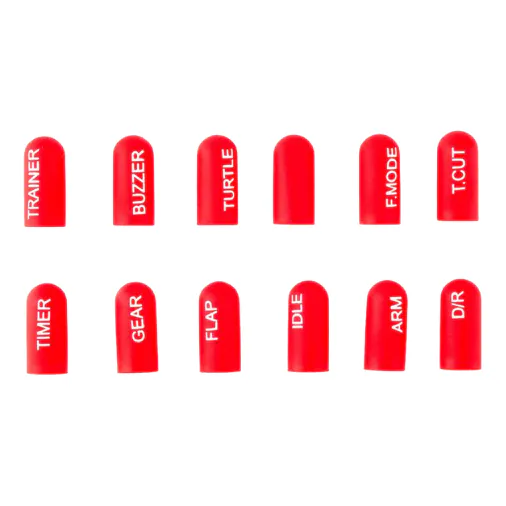 Labeled Silicone Switch Cover Set (12-Piece) — Color: Red / Length: Short