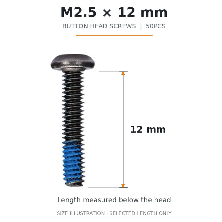 FlyFishRC M2.5 Button Head Screws Pack (50PCS) — Length: 12mm