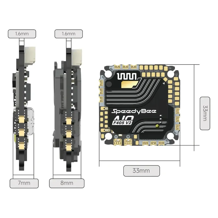 SpeedyBee F405 AIO V2 Flight Controller & 40A ESC (8-Bit, 3–6S)