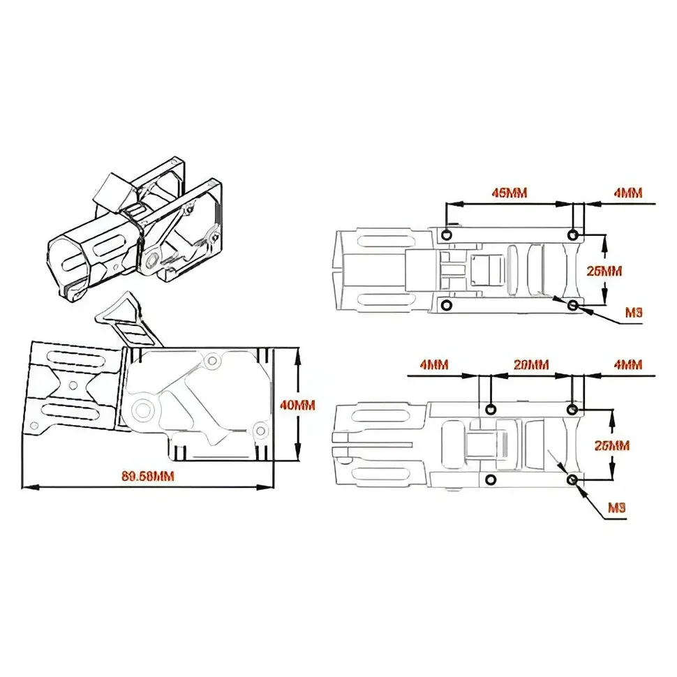 Tarot T25 Waterproof Folding Arm Mount, 6 Degree Tilt (TL25A2)