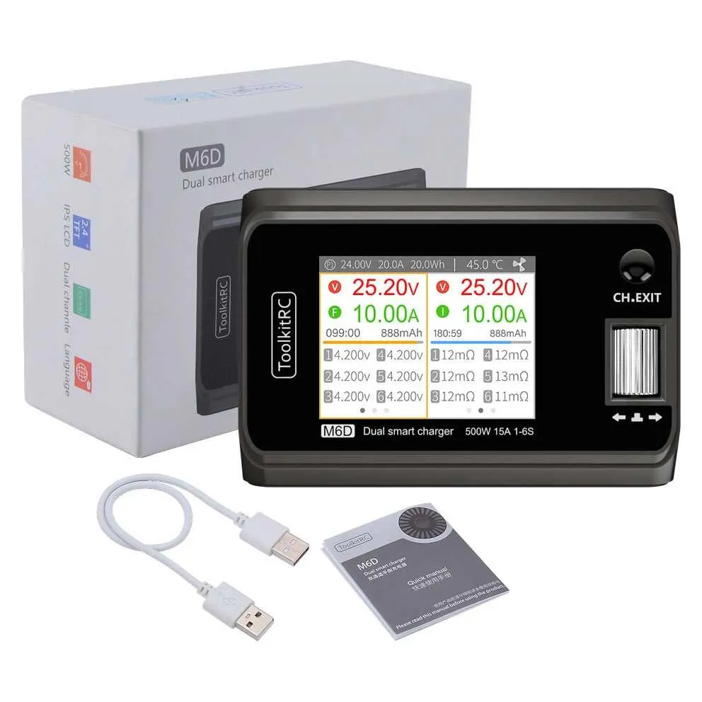 ToolkitRC M6D 500W 15A DC Dual-Channel Smart Charger/Discharger
