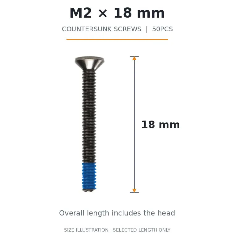 FlyFishRC M2 Countersunk Screws Pack (50PCS) — Length: 18mm