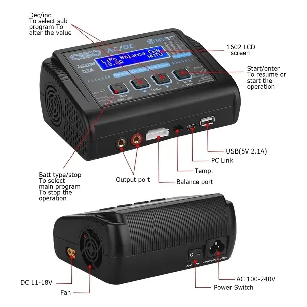 HTRC C150 AC/DC RC Charger 150W 10A