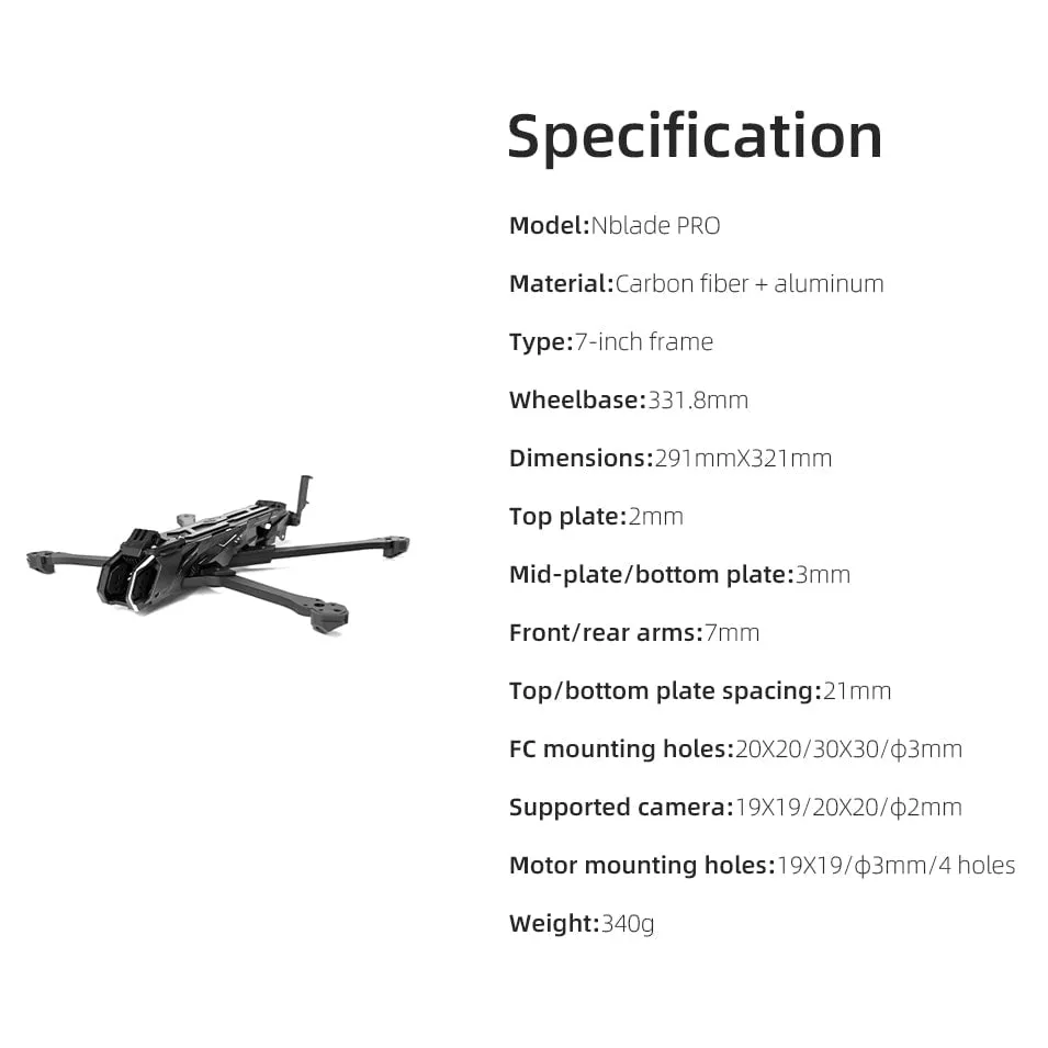 HGLRC Nblade Pro 7 Inch Freestyle Cinematic FPV Frame