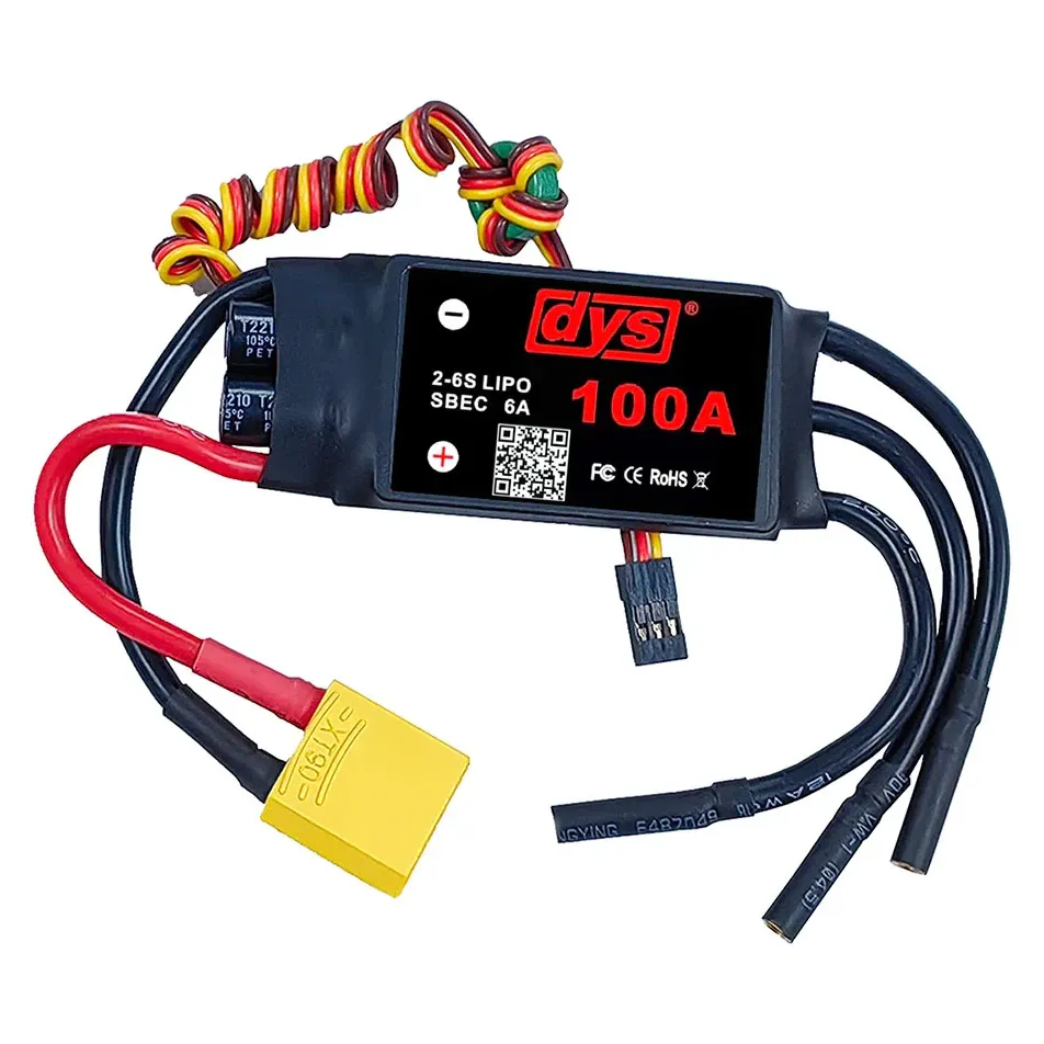 DYS 100A 2-6S Brushless ESC with 5V/6A SBEC, XT90 & 4.0mm Bullets