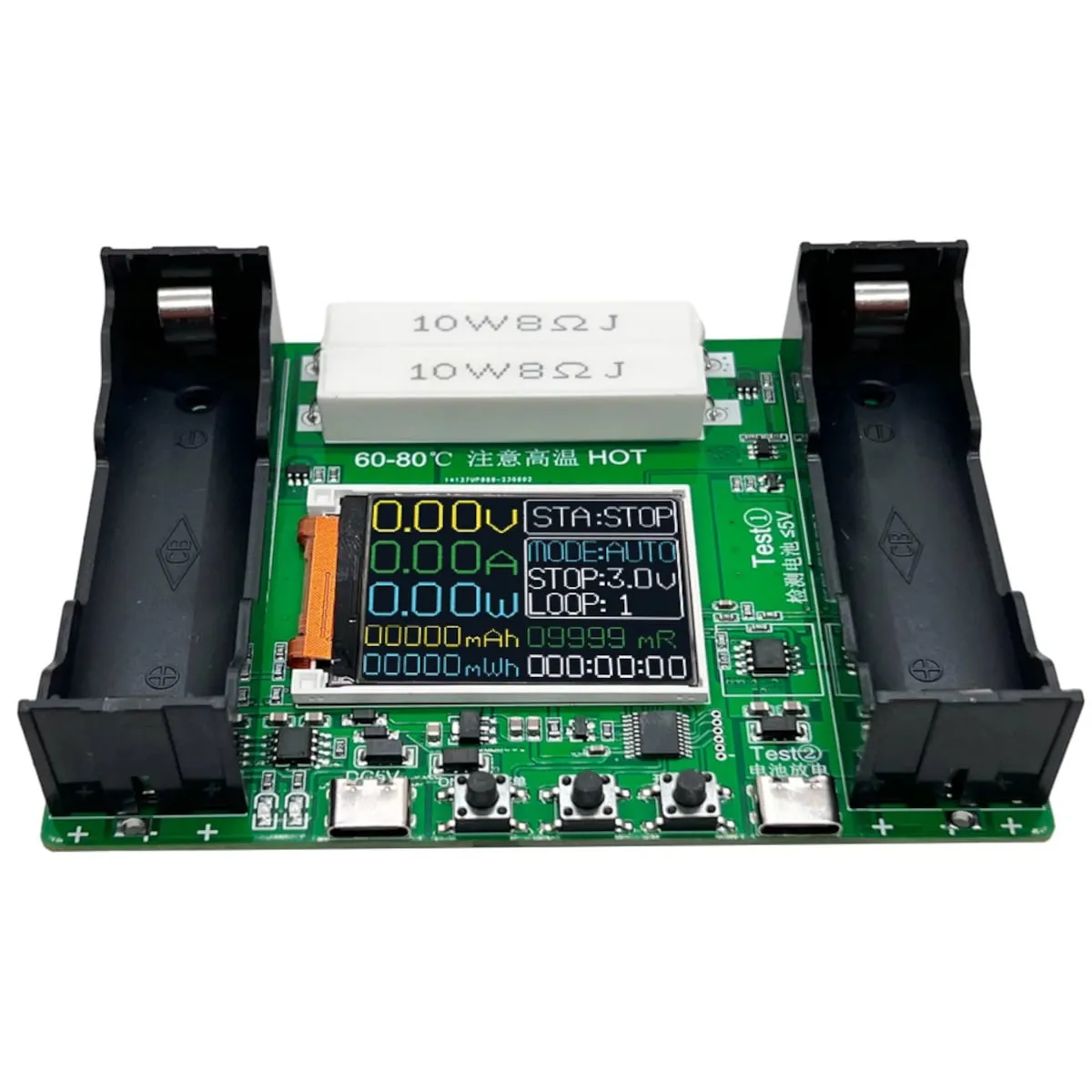 18650 Li-Ion Battery Capacity Tester 1-Channel Type-C Auto Charge Discharge